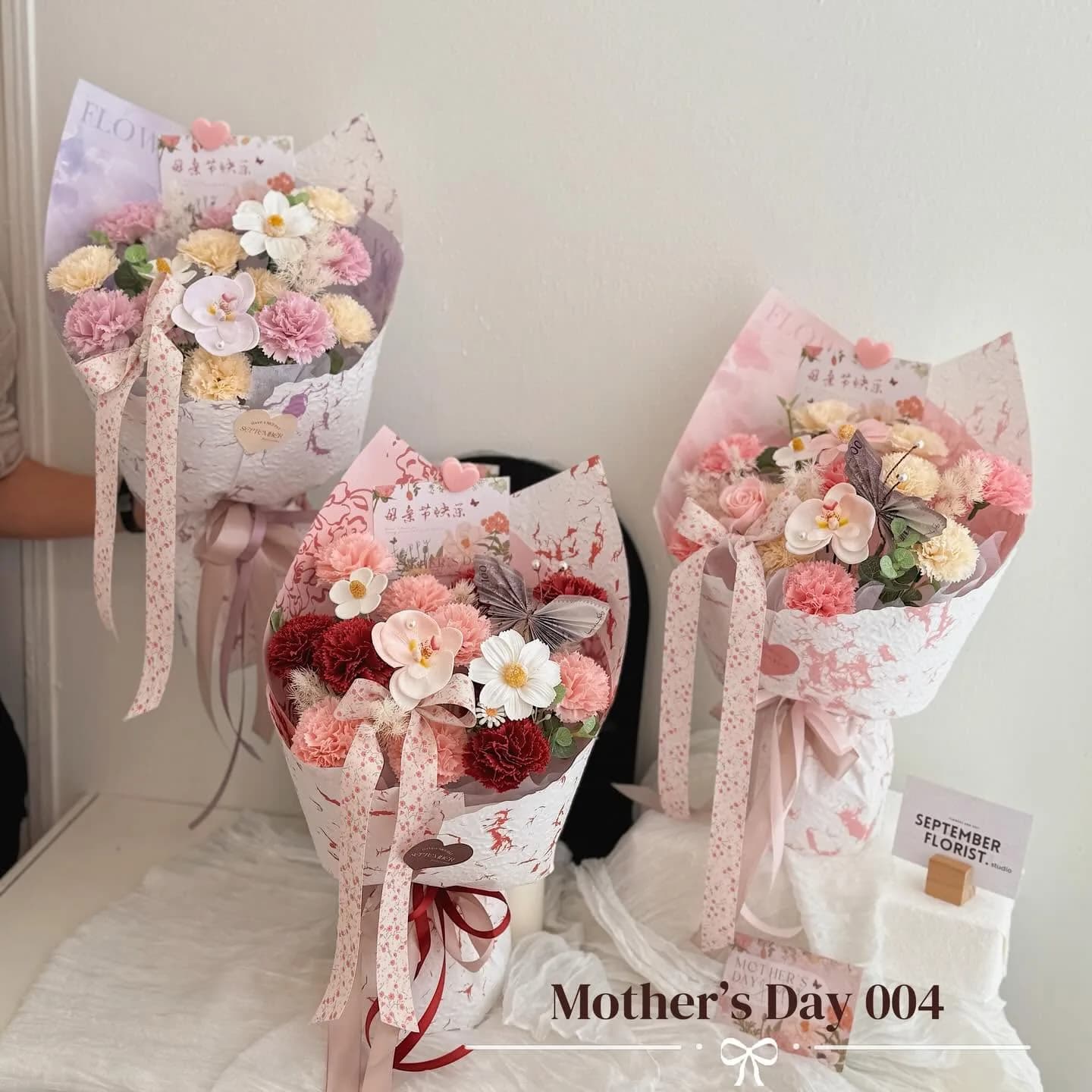 Mother's Day — Blush Duo — Carnations, daisies, roses in blush and coral, view 2